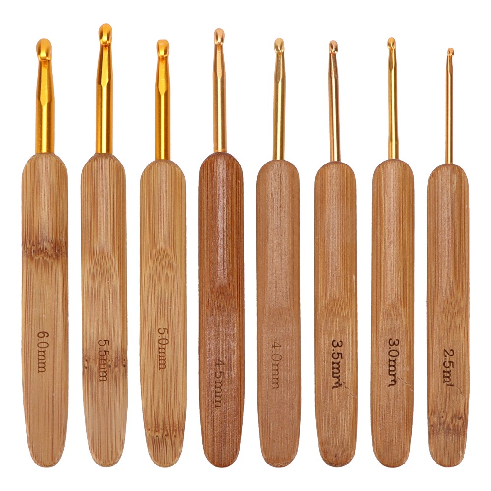 Wooden Crochet Hooks Ergonomic Handle - 8pcs Ergonomic 2.5-6mm Sizes Crochet Hook
