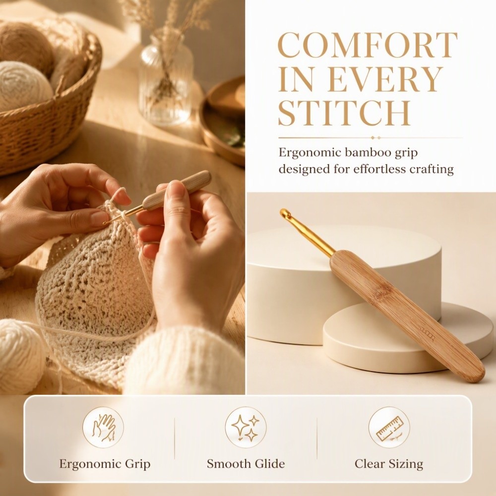 8pcs 2.5-6mm Sizes Crochet Hoo - Wooden Crochet Hooks Ergonomic Handle review and price