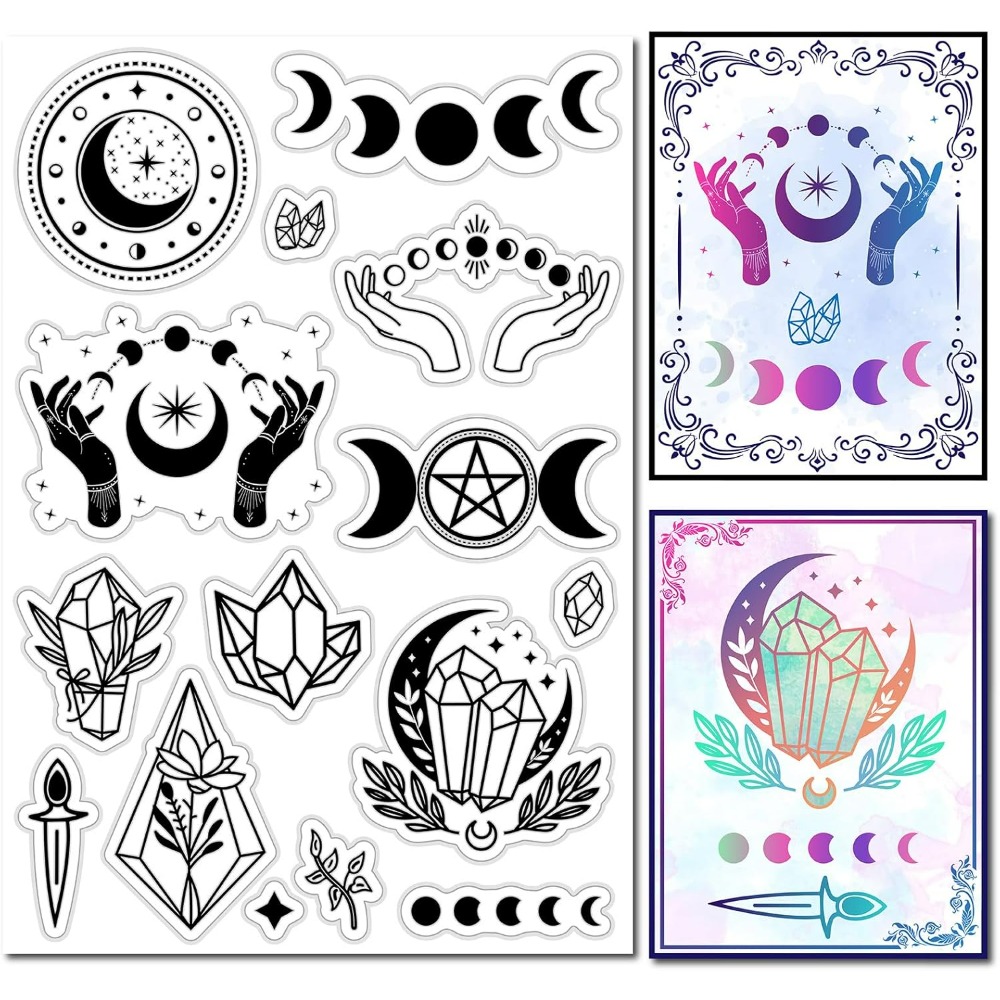 Moon Phase Crystal Rubber Stam - Clear Silicone Stamps For Card Making review and price