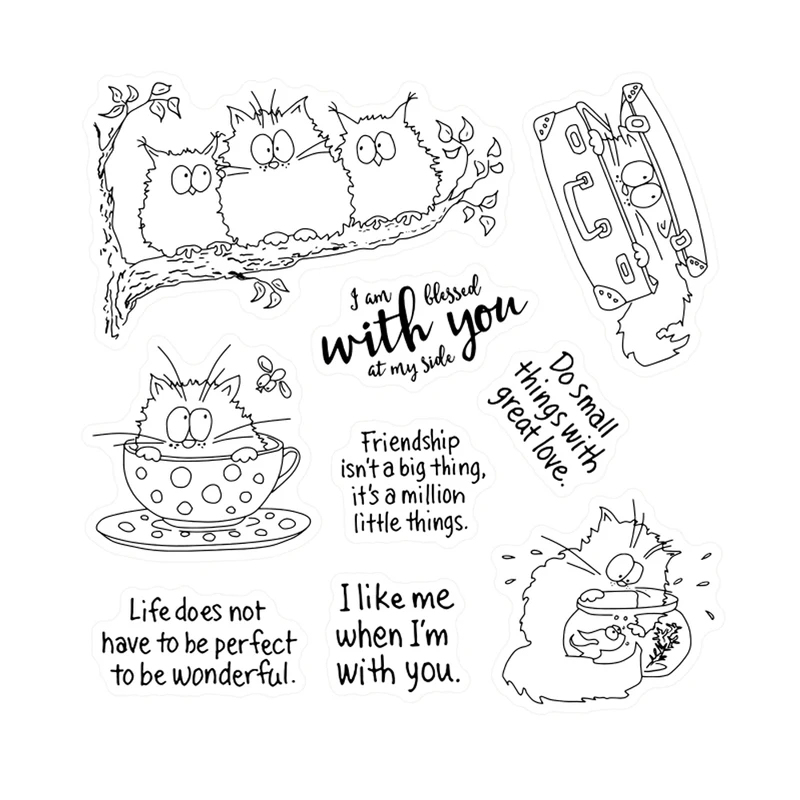Kawaii Fatty Cats Owl Cutting  - Clear Silicone Stamps For Card Making review and price